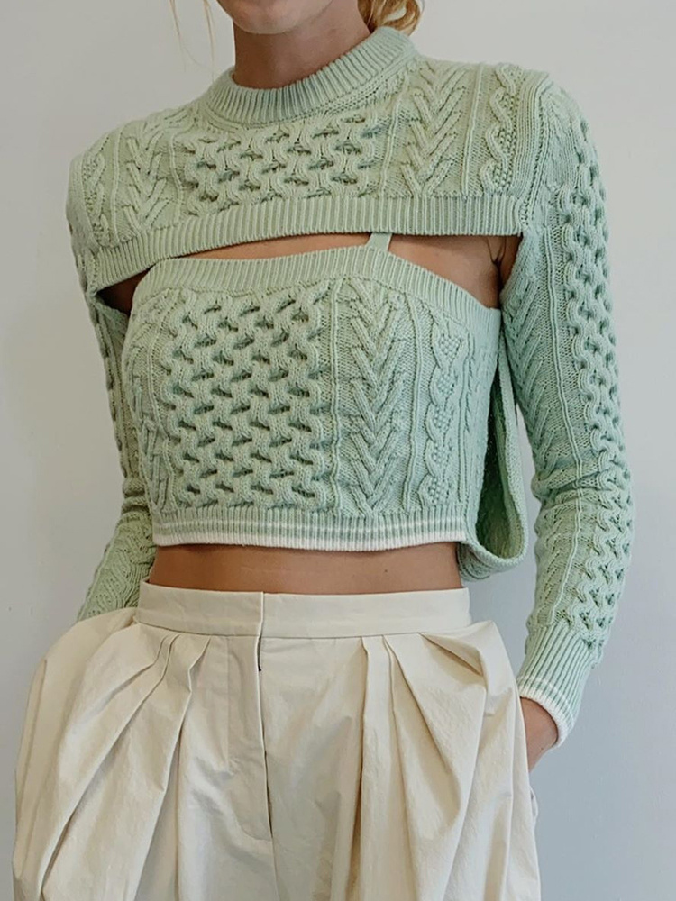 Shawl Fake Two-Piece Stretch Knit Sweater Europe And America - Image 2
