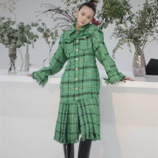 Independent Designer Brand Modified Plaid Belted Peplum Coat
