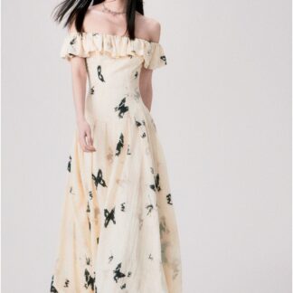 French Style Temperament Butterfly Print Dress
