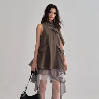 Detachable Cape, Playful Flared Skirt, And Vest Dress
