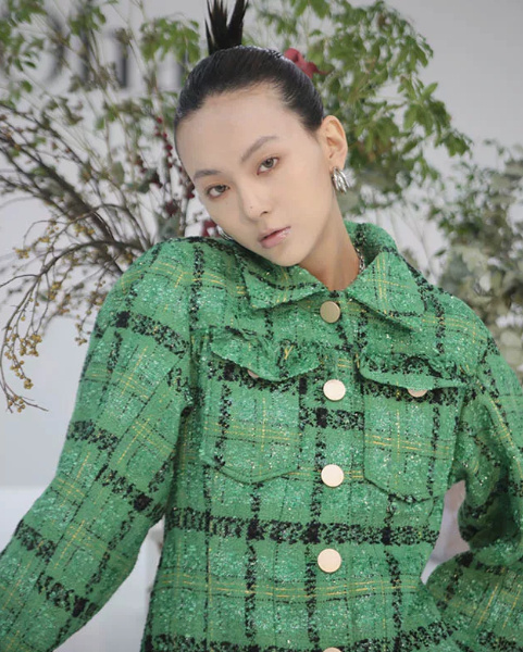 Independent Designer Brand Modified Plaid Belted Peplum Coat - Image 2
