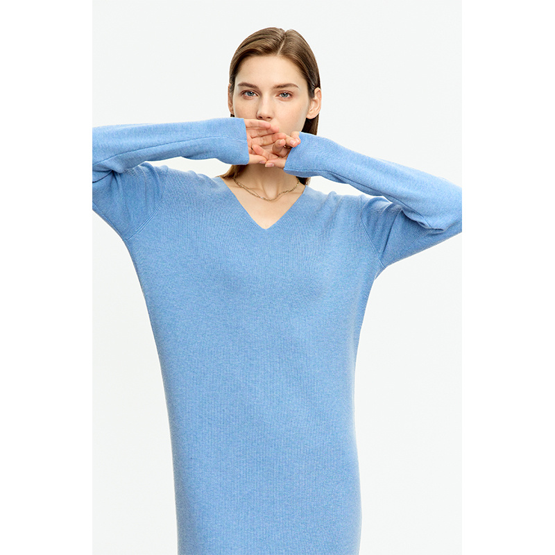 New Warm All-match V-neck Slim Fit Midi Skirt Knitted Dress Women's Inner Skirt - Image 5