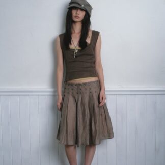 Vintage-style Midi Skirt With A Tencel-linen Texture
